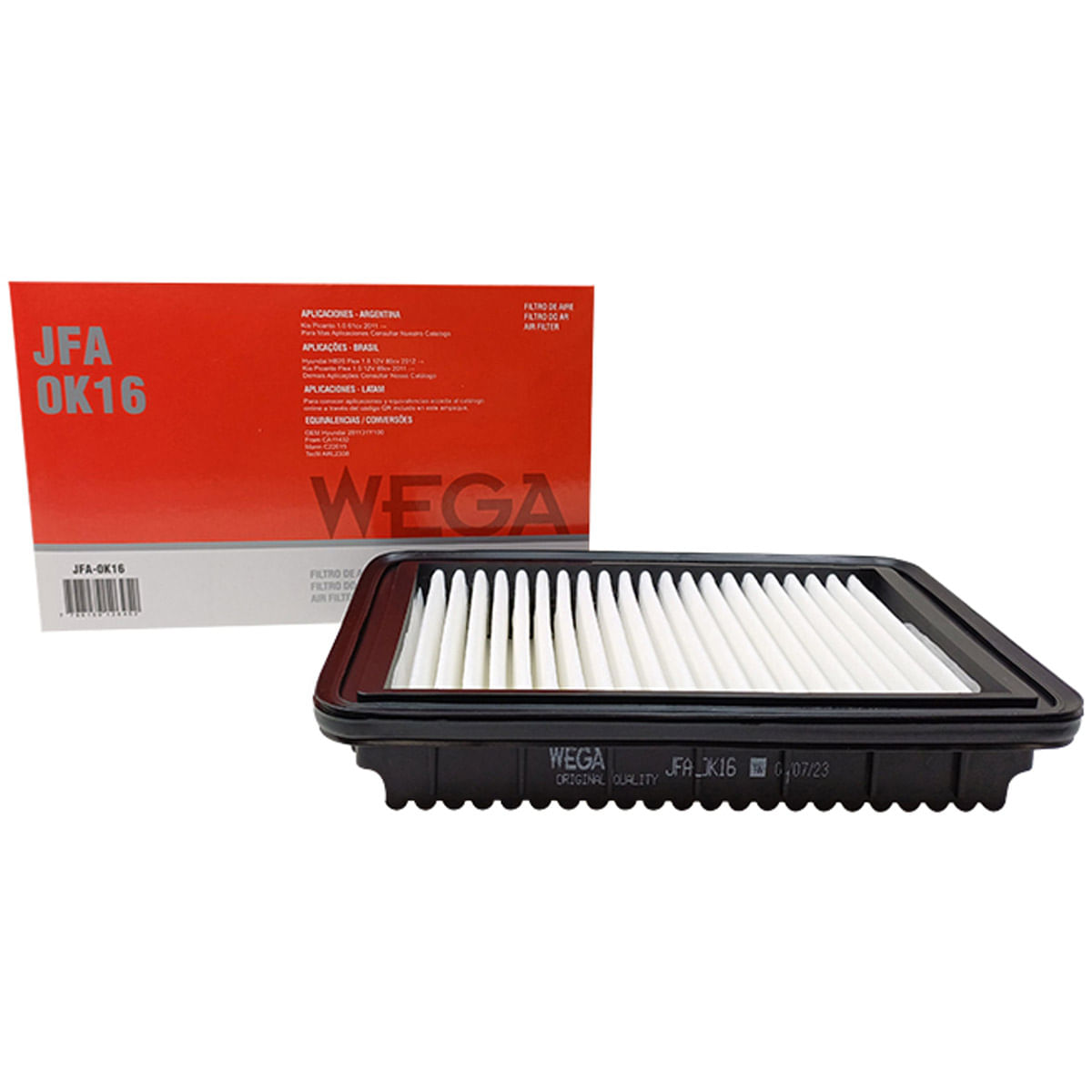 Filtro de Ar do Motor Wega JFA0K16 Hyundai HB20 / HB20S 1.0 3 Cilindros / Kia Picanto